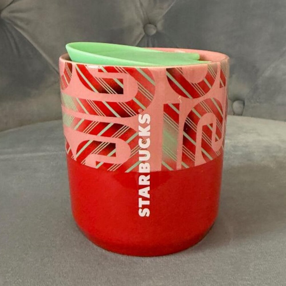 Starbucks Red and Pink Ceramic Tumbler, 8 Oz NWT